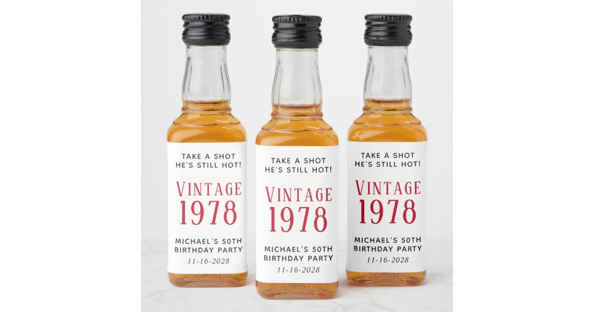 Vintage 50th Birthday Party Favor Liquor Bottle Label Zazzle