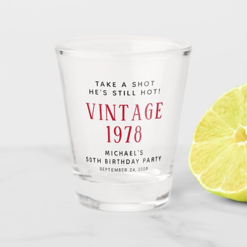 Vintage 50th Birthday Party Favor Shot Glass