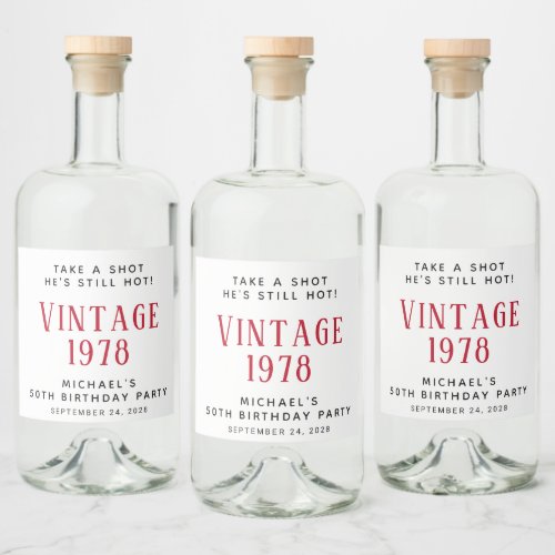 Vintage 50th Birthday Party Liquor Bottle Label