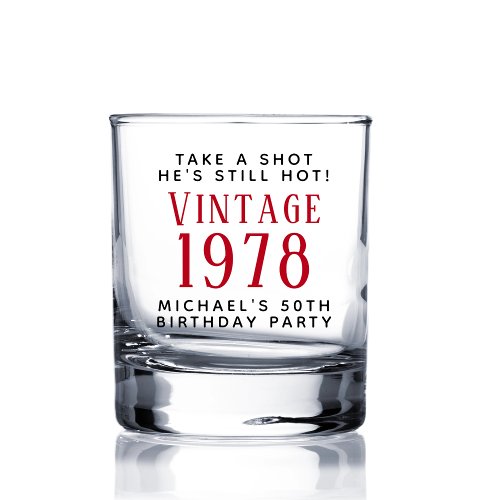 Vintage 50th Birthday Party Whiskey Glass