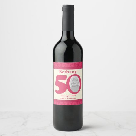 Vintage 50th Birthday Photo Custom Wine Labels
