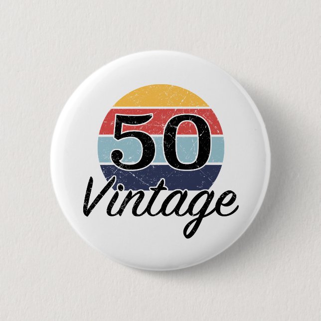 Vintage 50th Birthday Sunset Button (Front)