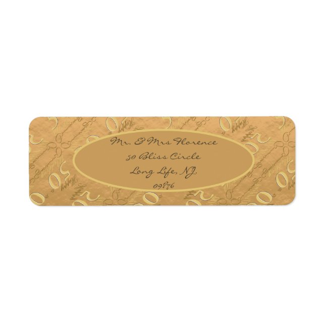 Vintage 50th Wedding Anniversary  Label (Front)