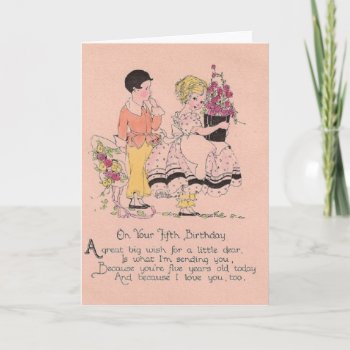 Vintage 5 Year Old Birthday Greeting Card by RetroMagicShop at Zazzle