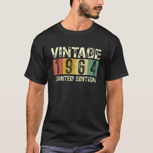 Vintage 60 Birthday Decorations Men 60th BDay 1964 T_Shirt