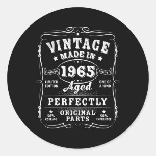 Vintage 60 Birthday Decorations Men 60yr 1965 60th Classic Round Sticker