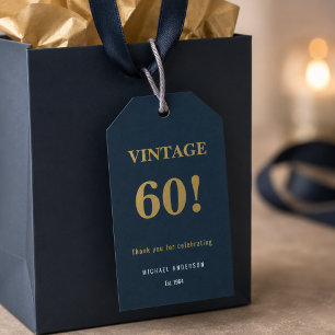 Vintage 60 Birthday Favor Tag