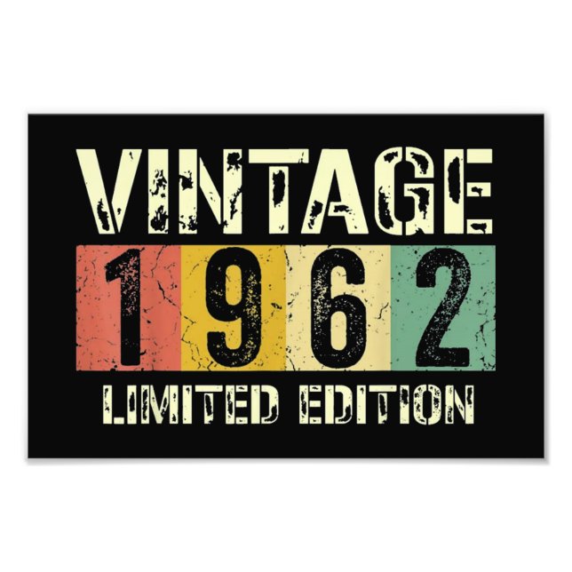 Vintage 60 Birthday Photo Print (Front)