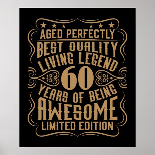 Vintage 60 Years Old Gifts 1963 Limited Edition 60 Poster