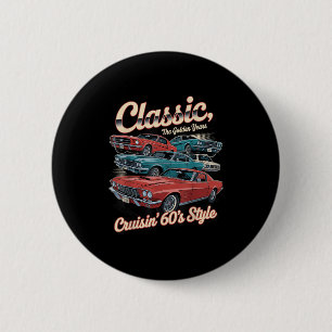 Vintage 60s Car Tee Clic Car Design For Men & Button