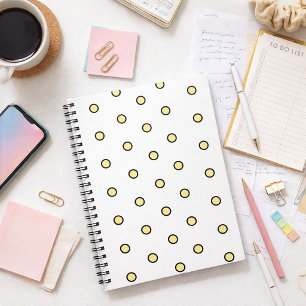 Vintage 60s Pale Yellow Black Bold Circle Pattern Notebook