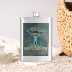 Vintage 60's Style Flying Saucer Flask