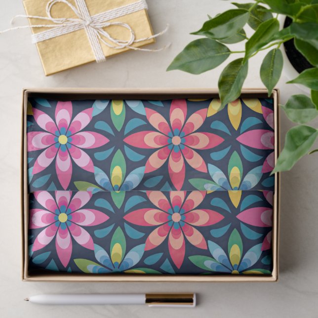 Vintage 60s Vibe Mod Daisies All-over Print Tissue Paper (Gift)