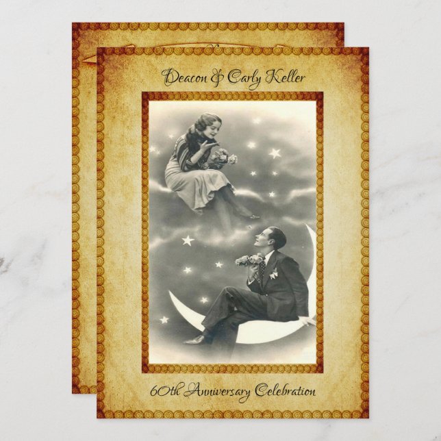 Vintage 60th Anniversary Celebration Invitation (Front/Back)