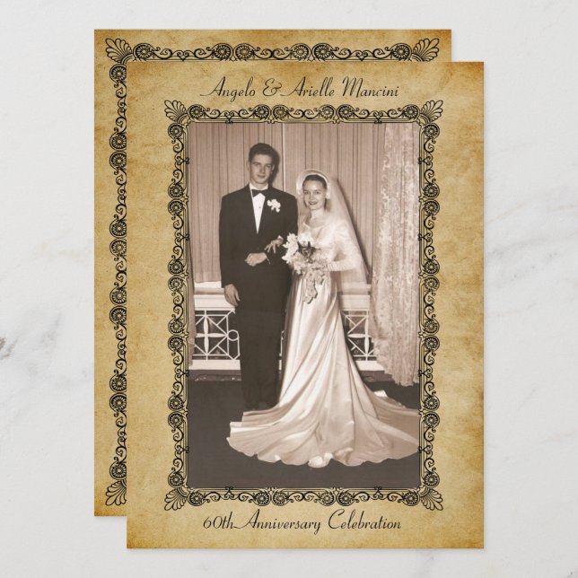 Vintage 60th Anniversary Celebration Invitation (Front/Back)