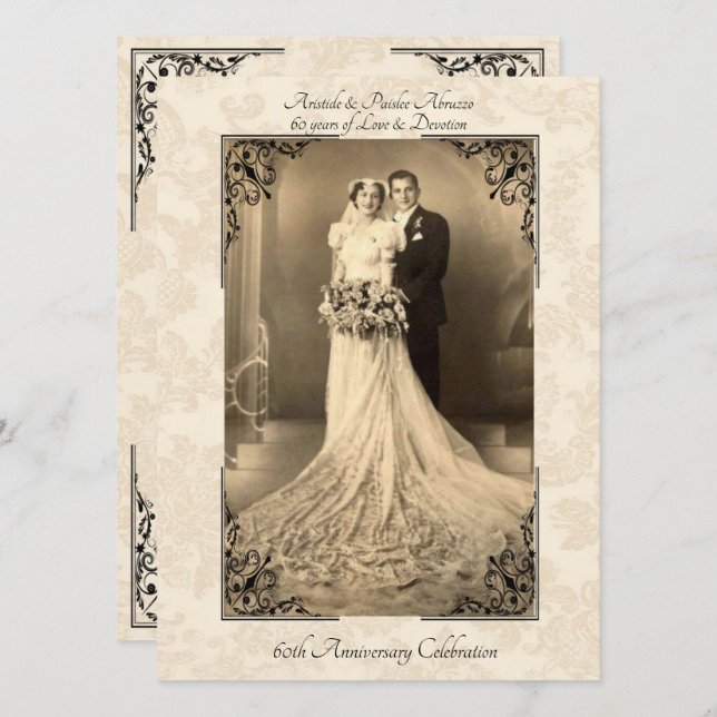 Vintage 60th Anniversary Invitation (Front/Back)