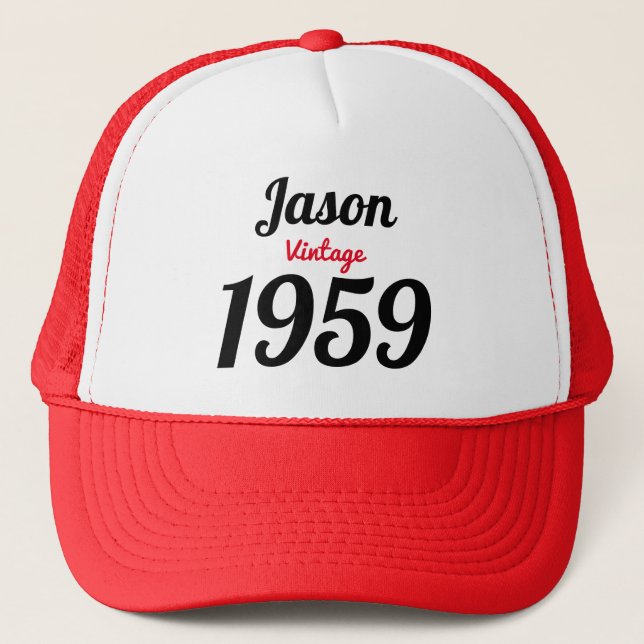 Vintage 60th Birthday Add Your Name & Year Trucker Hat (Front)