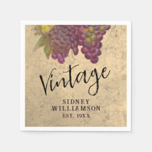 Vintage 60th Birthday Custom Wine Theme Party Napkins