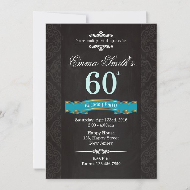Vintage 60th Birthday Invitation (Front)