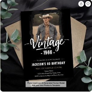 Vintage 60th Birthday Invitation
