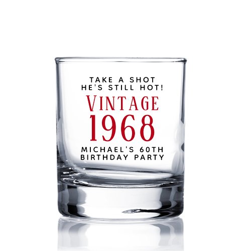 Vintage 60th Birthday Party Whiskey Glass