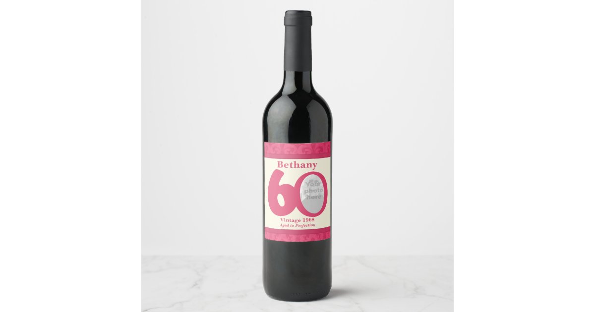 Vintage 60th birthday photo custom wine labels | Zazzle.com