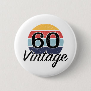 Vintage 60th Birthday Sunset Button