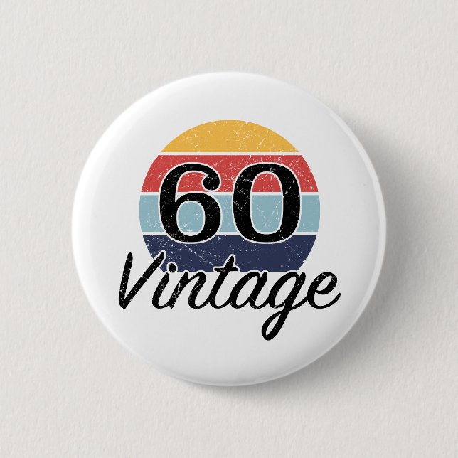 Vintage 60th Birthday Sunset Button (Front)