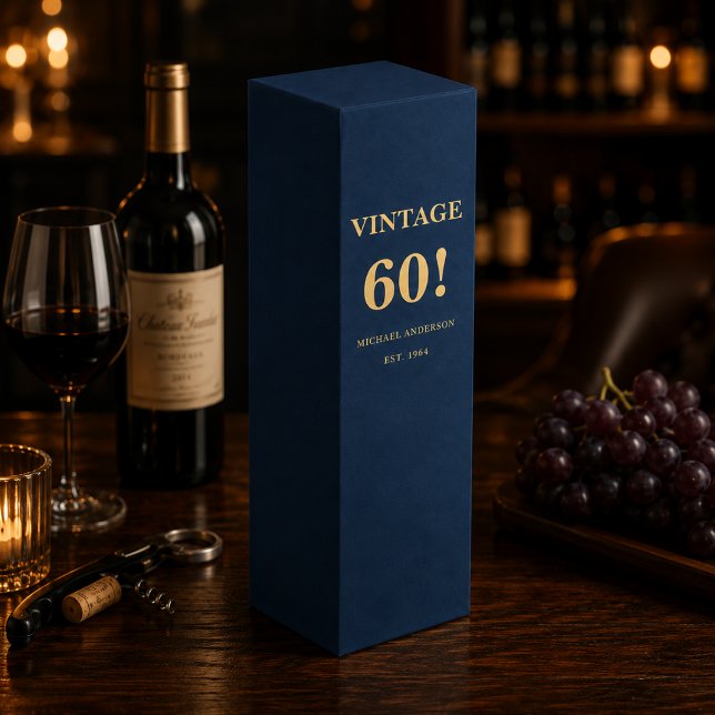 Vintage 60th Birthday Wine Gift Box (Elegant 60th Birthday Wine Presentation)