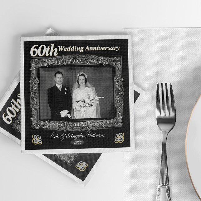 Vintage 60th Wedding Anniversary Napkins (Creator Uploaded)