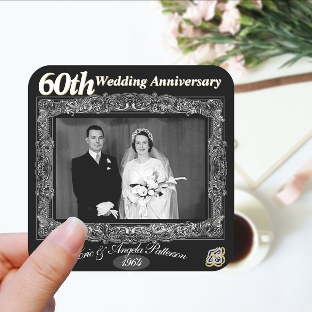 Vintage 60th Wedding Anniversary Square Sticker (Creator Uploaded)