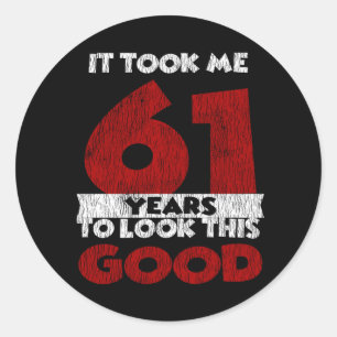 Vintage 61 Years Old Funny 61st Birthday Gift Classic Round Sticker