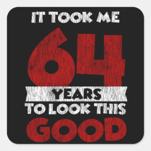 Vintage 64 Years Old Funny 64th Birthday Gift Square Sticker