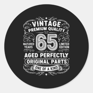 Vintage 65 Years Ago 65th Birthday Shirts For Wome Classic Round Sticker