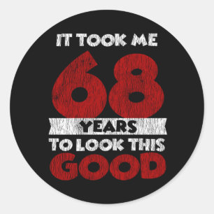 Vintage 68 Years Old Funny 68th Birthday Gift Classic Round Sticker