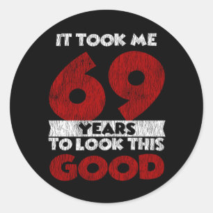 Vintage 69 Years Old Funny 69th Birthday Gift Classic Round Sticker