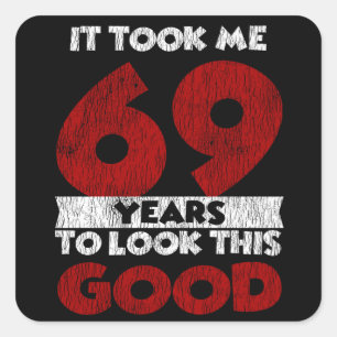 Vintage 69 Years Old Funny 69th Birthday Gift Square Sticker