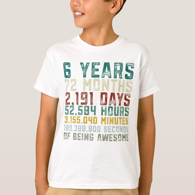 Vintage 6 Years Old 6th Birthday Boy Anniversary T-Shirt