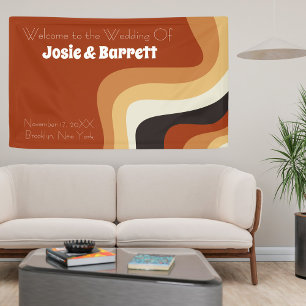 Vintage 70s Abstract Burnt Orange Wedding Welcome Banner