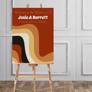 Vintage 70s Abstract Burnt Orange Wedding Welcome Foam Board