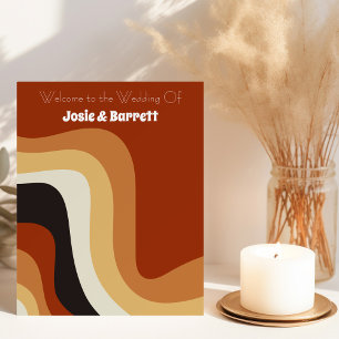 Vintage 70s Abstract Burnt Orange Wedding Welcome Foam Board