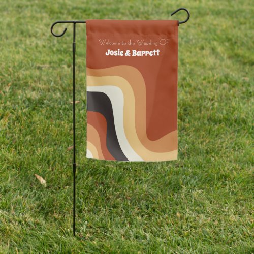 Vintage 70s Abstract Burnt Orange Wedding Welcome Garden Flag