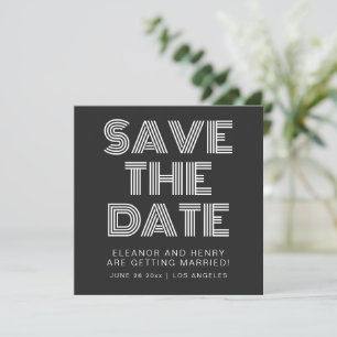 Vintage 70s Disco Typography Black Save the Date