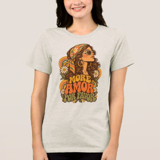 Vintage 70s More Amor Por Favor Hippie Girl Groovy Tri-Blend Shirt
