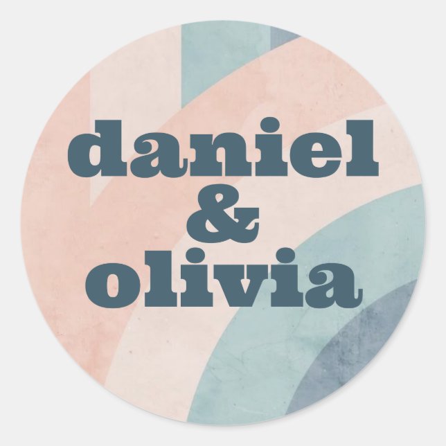 Vintage 70s Rainbow Wedding Classic Round Sticker (Front)