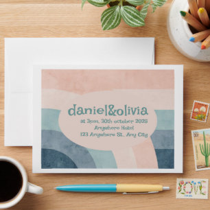 Vintage 70s Rainbow Wedding Envelope