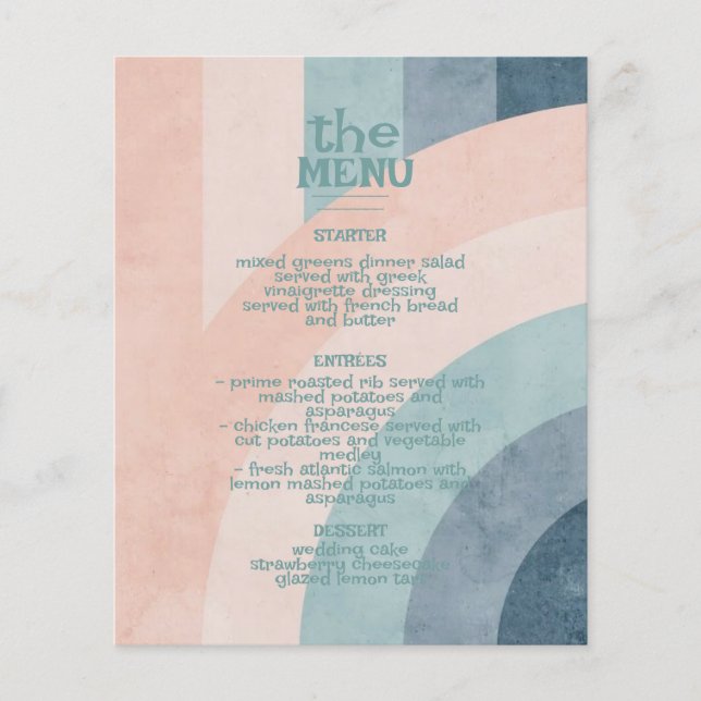 Vintage 70s Rainbow Wedding Menu (Front)