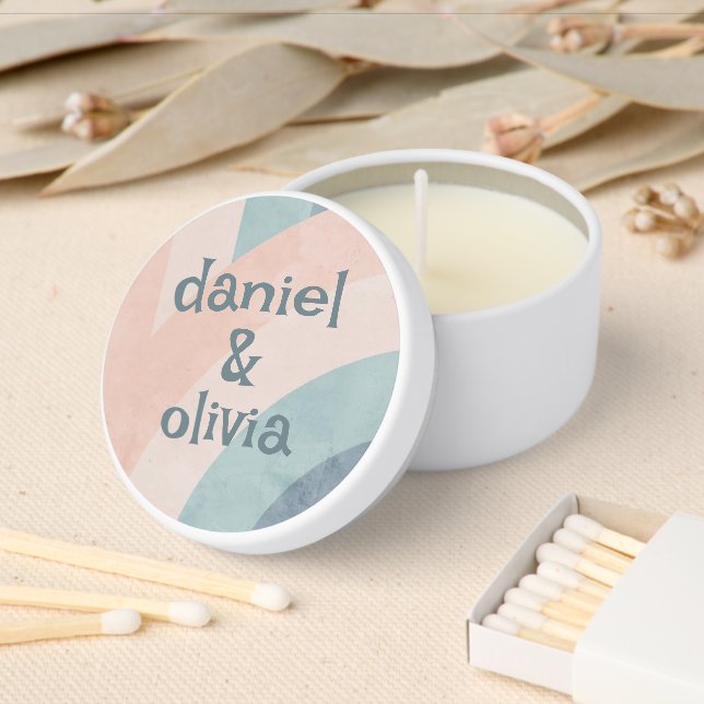 Vintage 70s Rainbow Wedding Mini Candle Favors (Insitu)