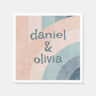 Vintage 70s Rainbow Wedding Napkins