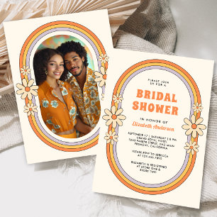 Vintage 70s Retro Colorful Groovy Bridal Shower Invitation